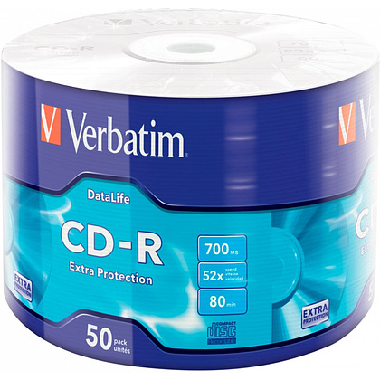 Диск Verbatim "Extra Protection", CD-R, 0.7 гб, пэт-упаковка, 50 шт