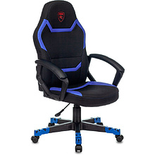 Кресло игровое Бюрократ "Zombie 10", текстиль/эко.кожа, пластик, черный, синий