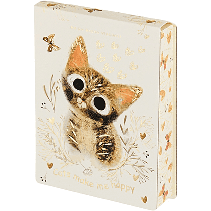 Блокнот "Love me. Милый котик", A6, 250 листов, нелинейный, склейка сверху, бежевый, золотой