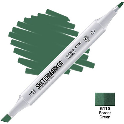 Маркер перманентный двусторонний "Sketchmarker", G110 зеленый лес
