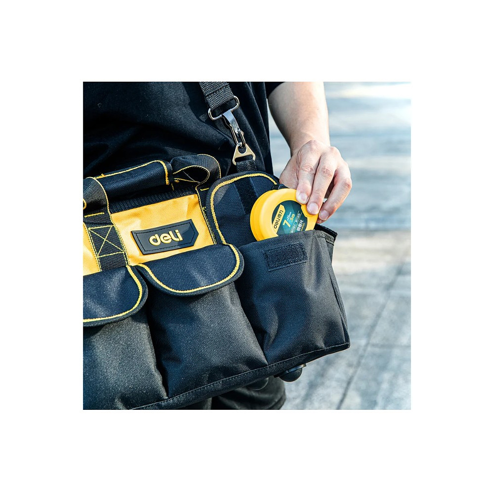 Сумка для инструментов Deli YS EDL430116, 360х180х250 мм, ткань Oxford, черный, желтый - 11