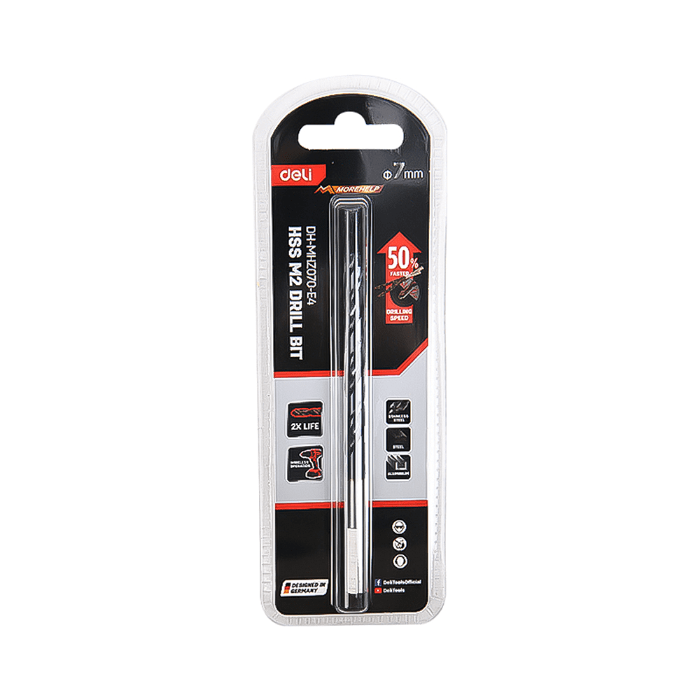 Сверло по металлу Deli RS EDH-MHZ070-E4, 7.0 мм, DIN 338, HSS-TiN - 2 Сверло по металлу Deli RS EDH-MHZ070-E4, 7.0 мм, DIN 338, HSS-TiN - 2