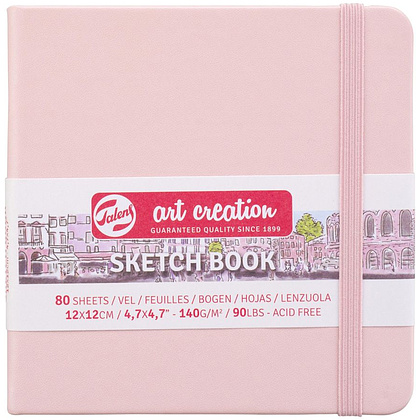 Скетчбук "ArtCreation", 12x12 см, 140 г/м2, 80 листов, пастельный розовый