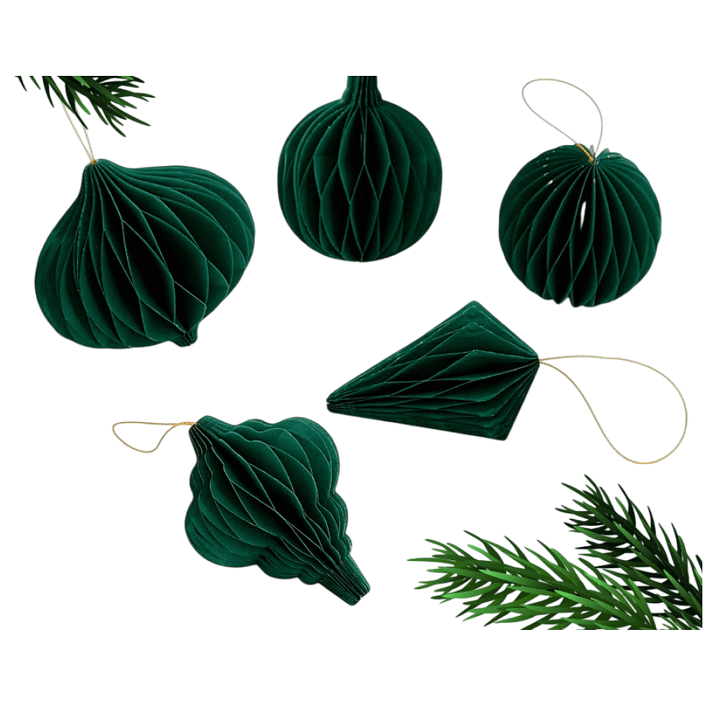 Игрушка бумажная елочная "10888061", 5 шт, зеленый