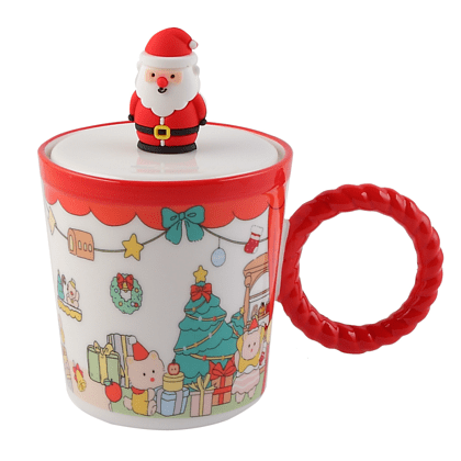 Кружка керамическая "Новогодние истории", 420 мл, с крышкой, ассорти - 3
