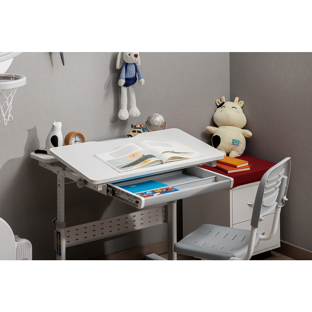 Комплект Ergosmart ученический Smart 80: стол E602 GREY, полка к столу E611 WHITE, накладка Е511 - 11