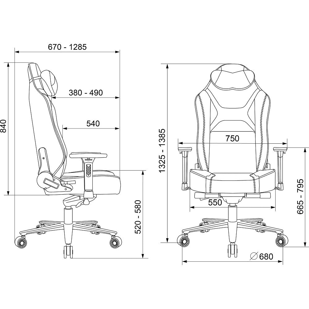 Кресло компьютерное Бюрократ A4Tech Bloody GC-680, искусственная замша, черный, серый, металл - 18