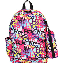 Рюкзак молодежный "EveryDay. Leopard Neon", разноцветный, с пеналом