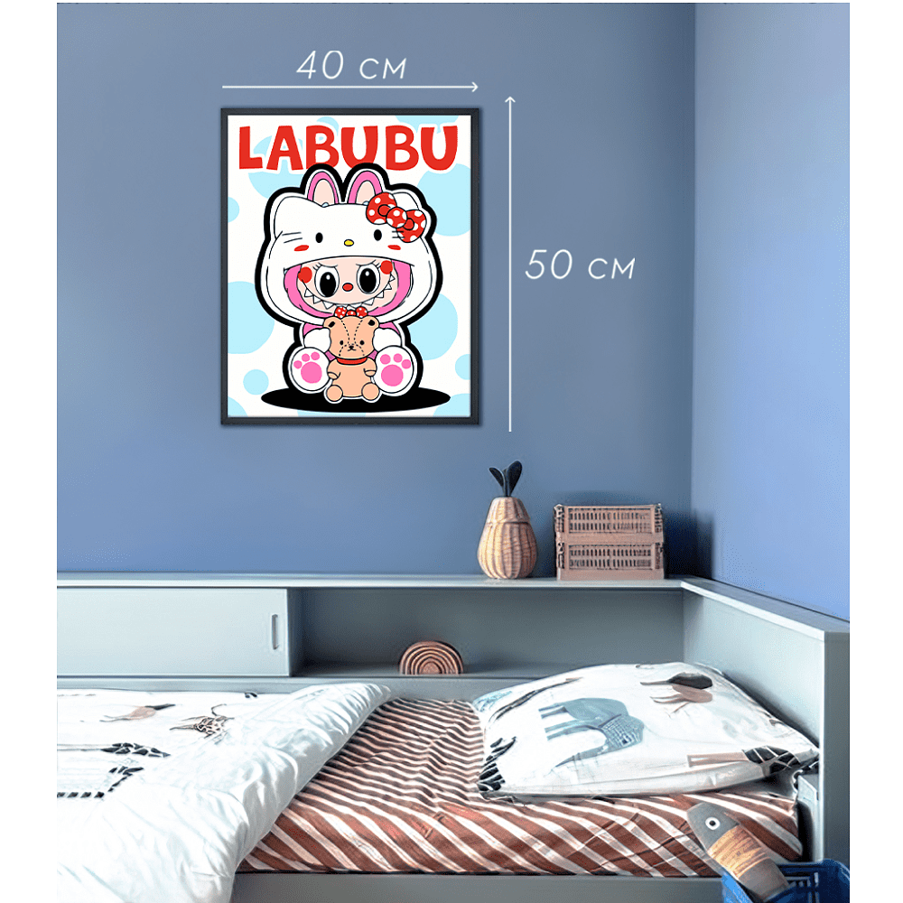 Набор для творчества "Labubu Hello Kitty", 40х50 см, красками по номерам - 2