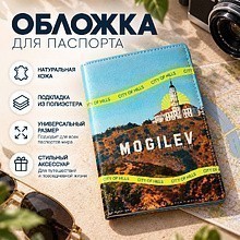 Обложка для паспорта "City of hills", натуральная кожа, разноцветный