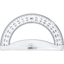 Линейка транспортир "Deli", 12 см, 180°, прозрачный