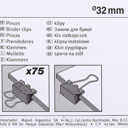 Зажим для бумаги цветной Maped, 32 мм, 4 шт, ассорти - 4