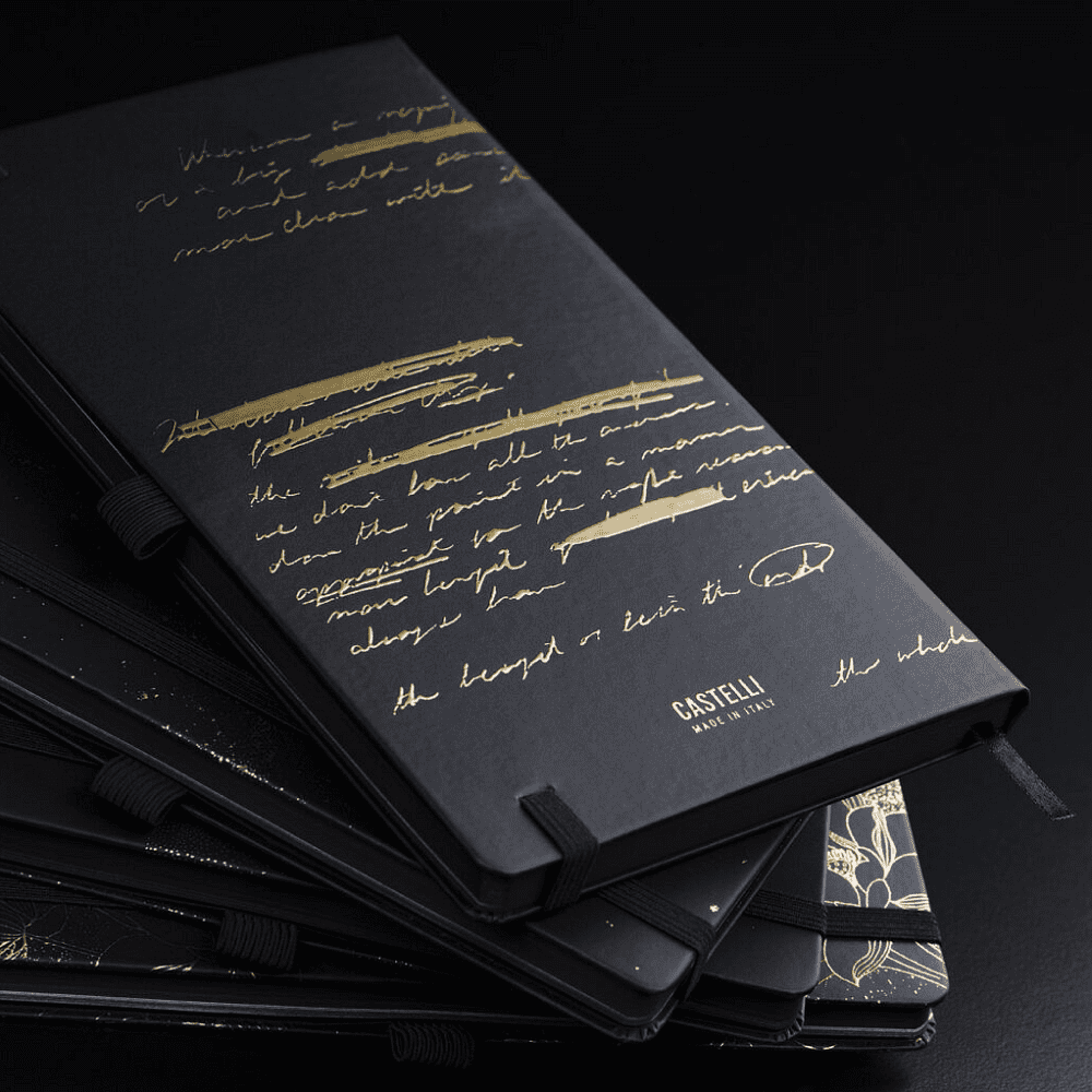 Блокнот "Total Black twilight gold", А5, 96 листов, линейка, на резинке, черный, золотистый - 3