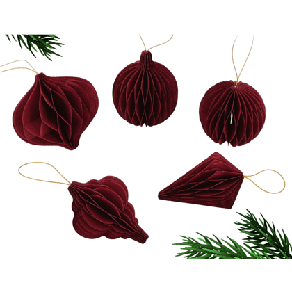 Игрушка бумажная елочная "10888063", 5 шт, бордовый