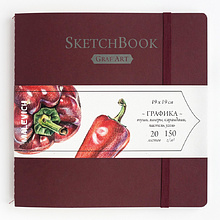 Скетчбук для графики "GrafArt", 19x19 см, 150 г/м2, 20 листов, красный