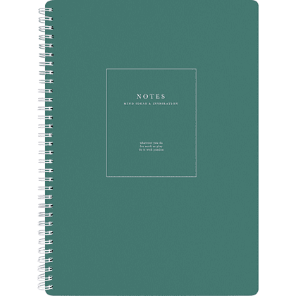 Тетрадь "Notes", A4, 96 листов, клетка, спираль сбоку, зеленый