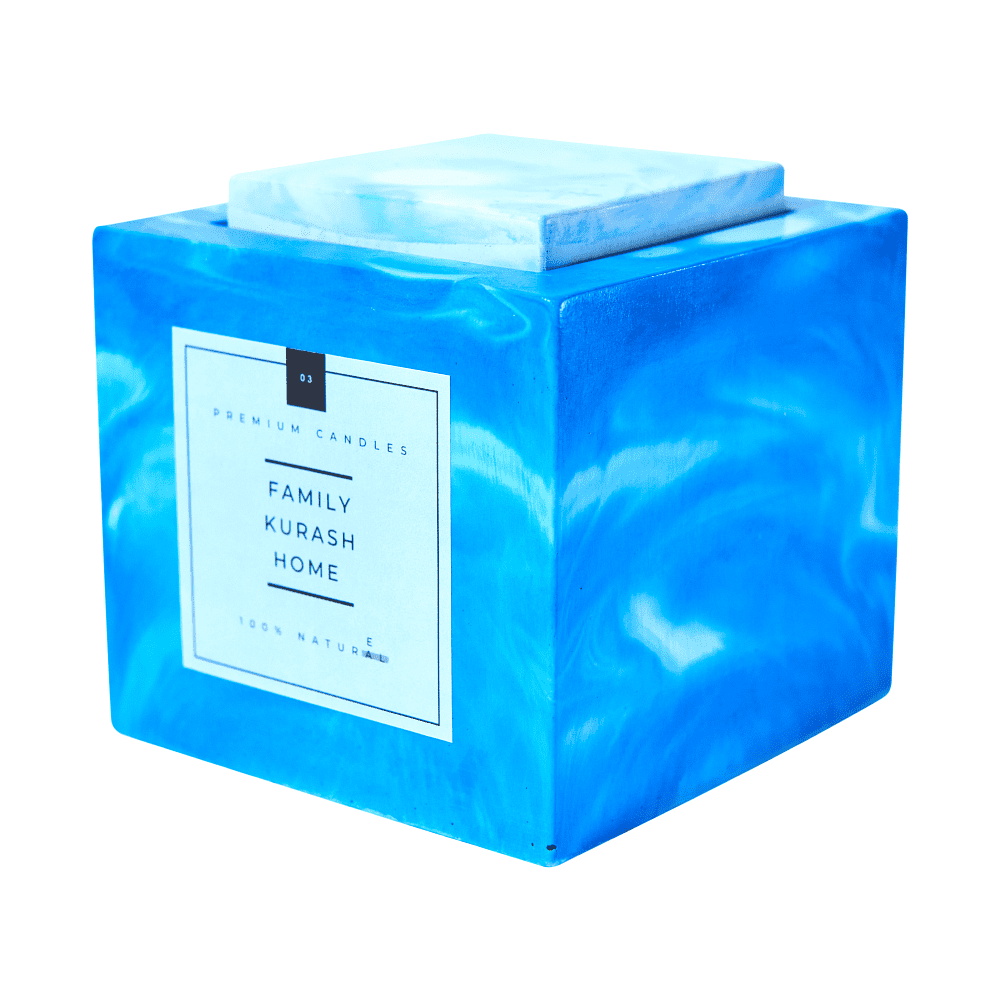 Свеча декоративная "Family Kurash Home Куб", ароматизированная, голубой - 2