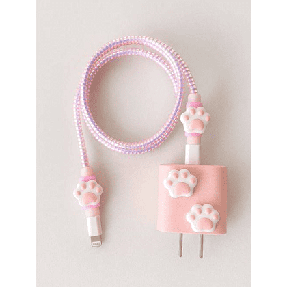 Набор защитный для зарядного устройства "Лапы", 5 предметов, розовый - 2