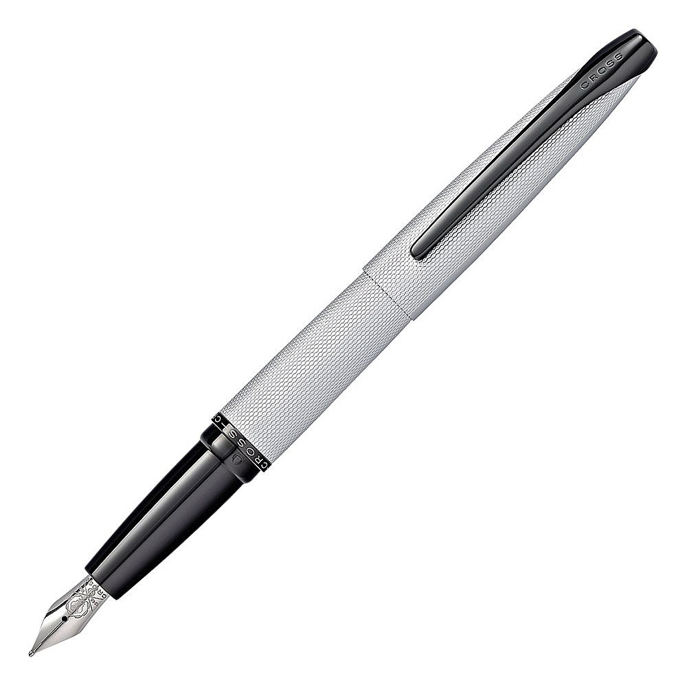 Ручка перьевая "Cross ATX Brushed Chrome Fountain Pen", M, белый, черный, патрон черный - 2