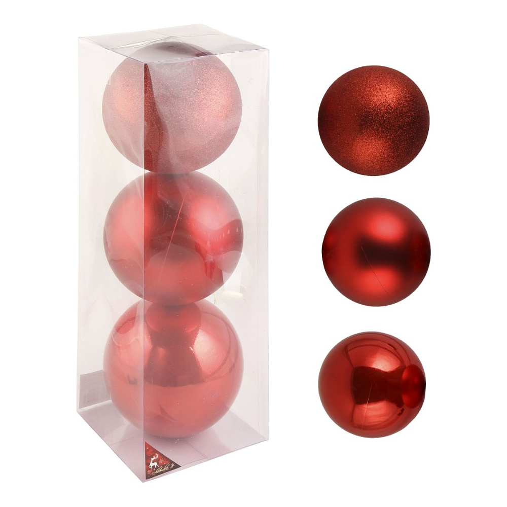 Шар елочный "212435", 15 см, пластик, ассорти, 3шт/уп