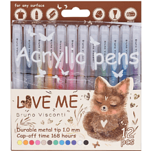 Набор ручек акриловых "Love me", шариковые, 1 мм., пластиковые, 12 штук