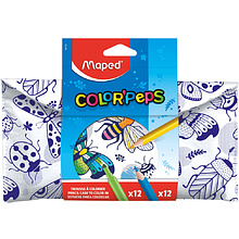 Пенал Maped "Colorpeps", 1 отделение, с наполнением, белый, синий