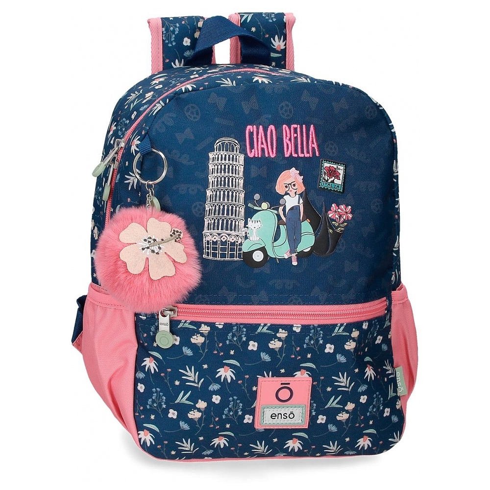 Рюкзак школьный "Ciao bella", M, 1 отделение, синий, розовый