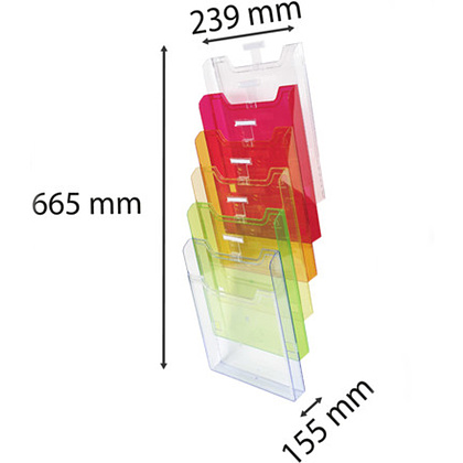 Модуль настенный "Exacompta", 6 отделений, вертикальный, прозрачный, разноцветный - 2