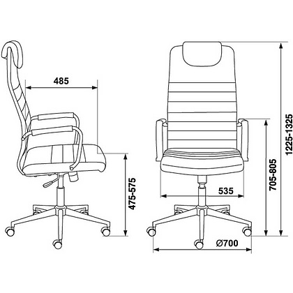 Кресло для руководителя "Бюрократ KB-9/ECO", кожзам, металл, бежевый - 6