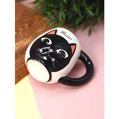 Кружка керамическая "Sly cat", 380 мл, черный, белый - 6