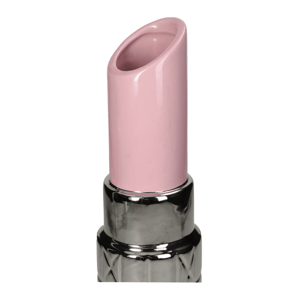 Ваза "Lipstick", фаянс, розовый, серебристый - 4