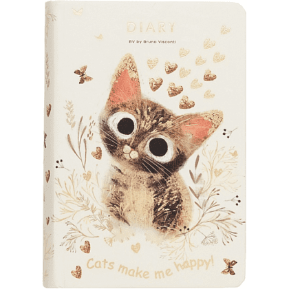 Ежедневник недатированный "Love me. Милый котик", А7, 416 страниц, белый, золотой