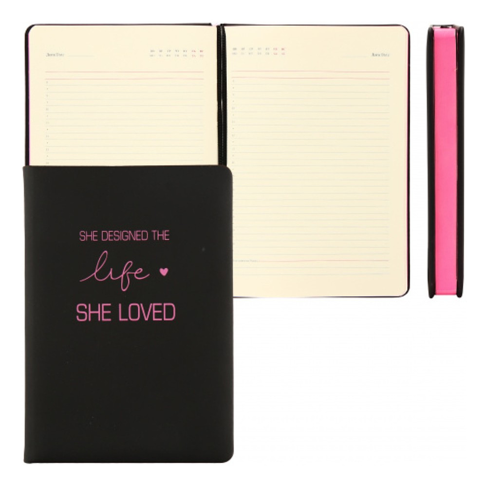 Ежедневник недатированный "FIORENZO Pastel soft touch", A5, 168 листов, черный, срез розовый