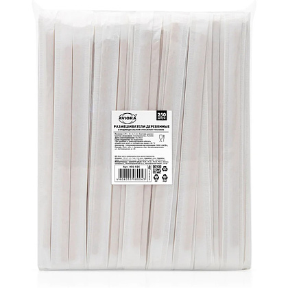 Размешиватель деревянный, 17,8 см, в индивидуальной упаковке, 250 шт/упак