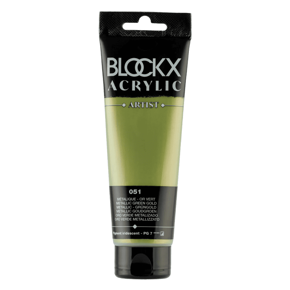 Краски акриловые "Blockx", 051 зеленое золото металлик, 120 мл