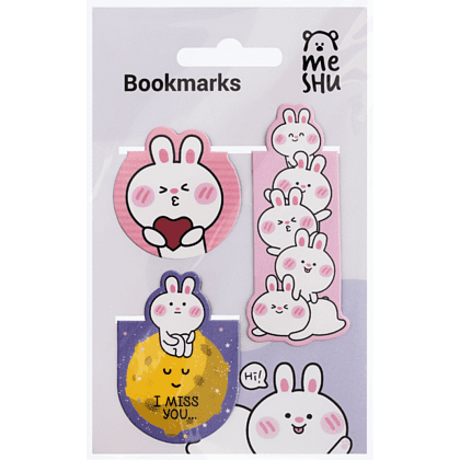 Закладка для книг "Bubble bunny", 80x130 мм, 3 шт, разноцветный 