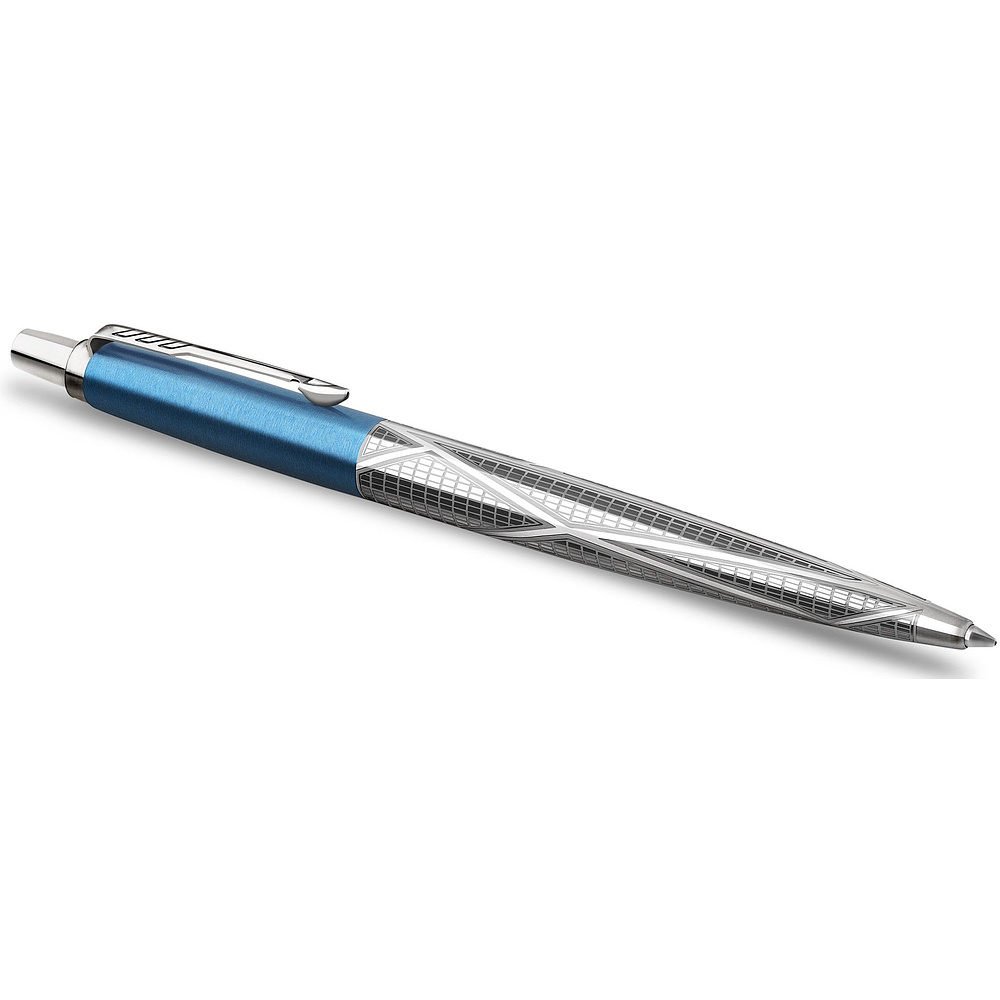 Ручка шариковая автоматическая "Parker Jotter London", 0.7 мм, голубой, серебристый, стерж. синий - 3