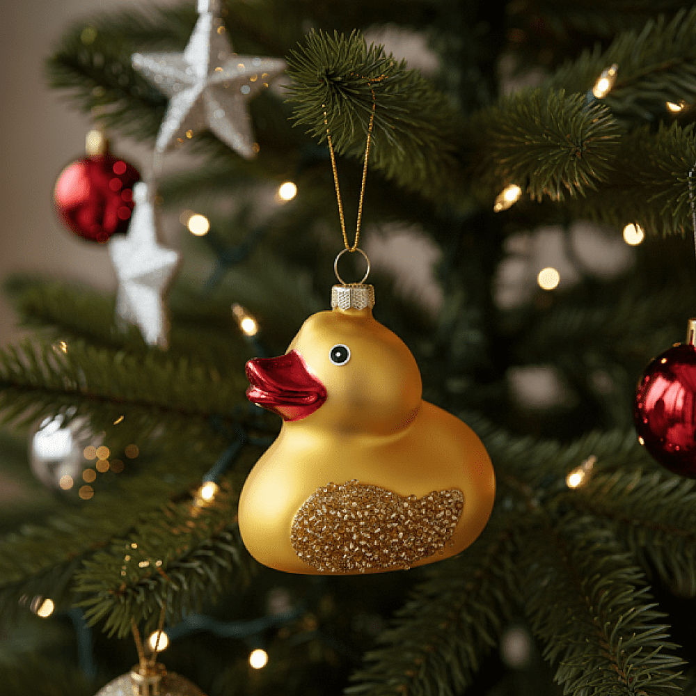 Украшение елочное "Уточка", 7 cм, стекло, желтый - 3