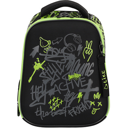 Рюкзак школьный "First Active Stylen", черный, зеленый