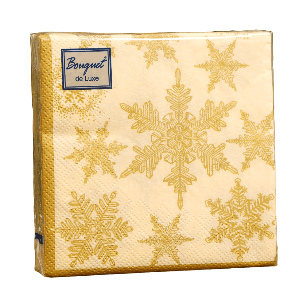 Салфетки бумажные Bouquet de Luxe "Снегопад Золото", 24x24 см, 25 шт
