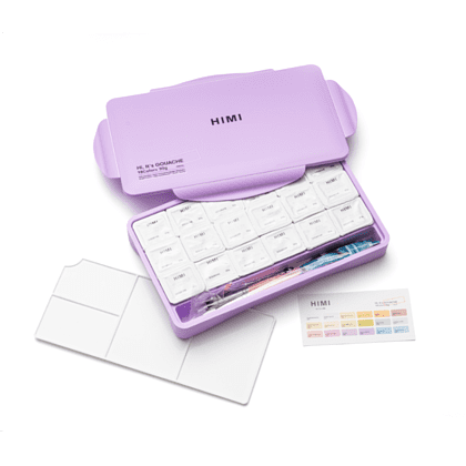 Краски гуашевые "Himi Jelly Cup. Pastel colors", 18 цветов, кювета, фиолетовый футляр - 6