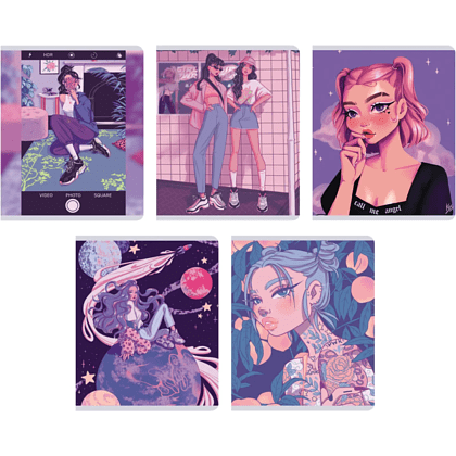 Тетрадь "Instagram girls", А5, 48 листов, клетка, ассорти