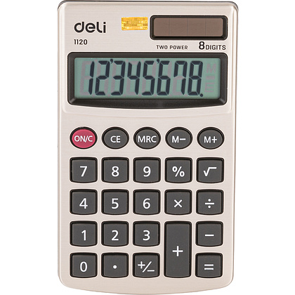 Калькулятор карманный Deli "Easy 1120", 8-ми разрядный, металл, золотой, черный
