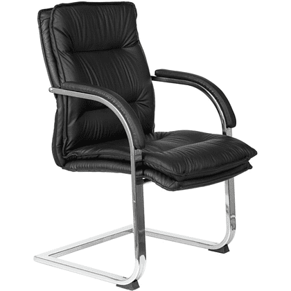 Кресло на полозьях "Бюрократ T-9927SL-LOW-V", натуральная кожа, черный, металл хром - 2