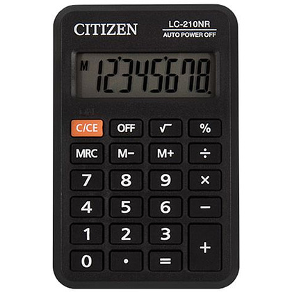 Калькулятор карманный Citizen "LC-210NR", 8-разрядный, черный