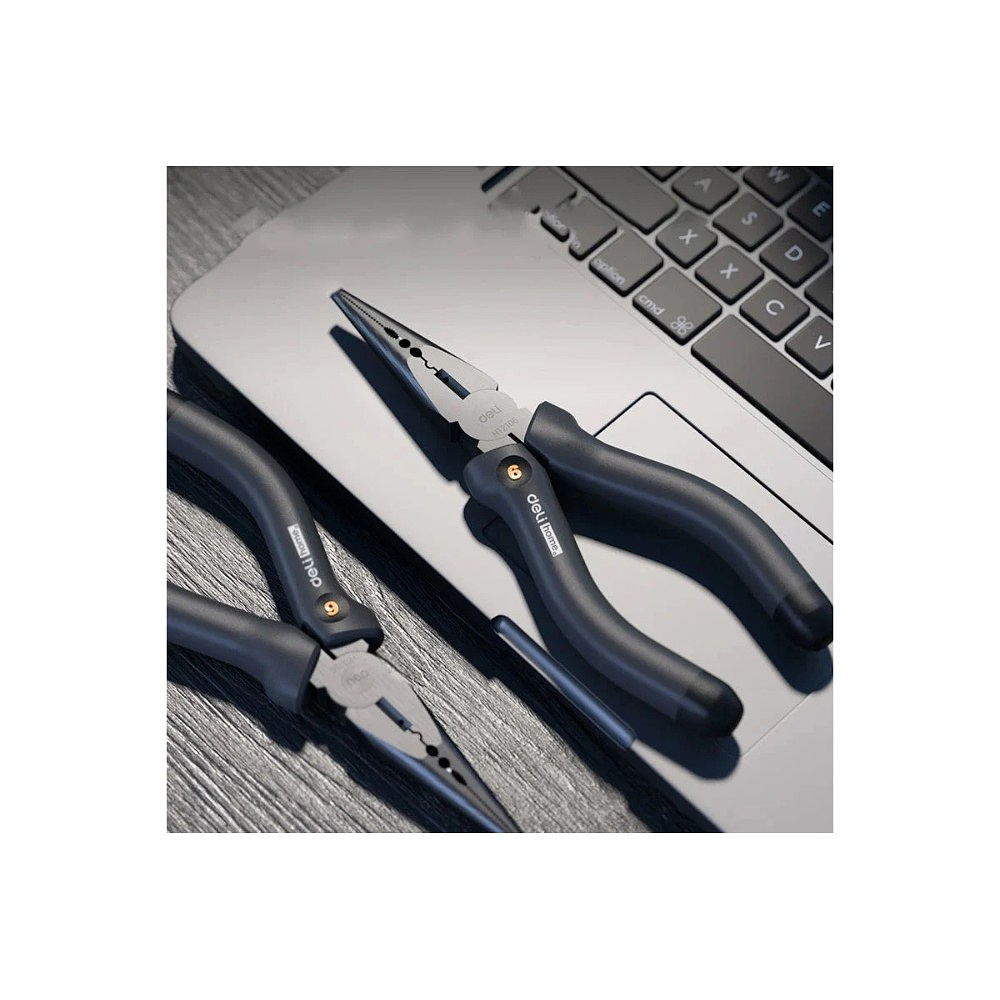 Длинногубцы Deli HS EHT2106, 160 мм, Soft Touch, черный - 5