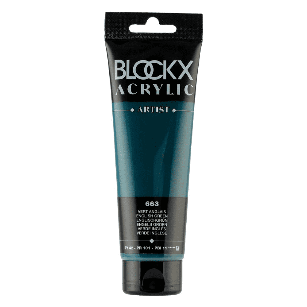 Краски акриловые "Blockx", 663 английская зеленая, 120 мл