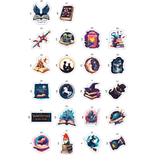 Набор наклеек объемных "Книги: фэнтези", А6, 4 листа, 22 шт