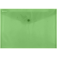 Папка-конверт на кнопке "Donau", C5, зеленый прозрачный