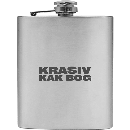 Фляжка "Krasiv kak bog", металл, 198 мл, серебристый
